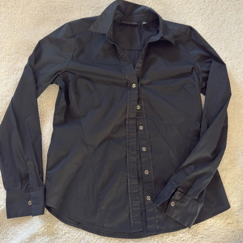 Ladies Black Long-Sleeve button down shirt. Size small